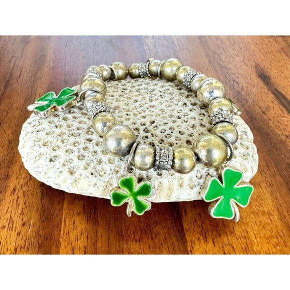 Vintage Four Leaf Clovers Stretch Bracelet St Patrick's Day Parade Party… - Picture 3 of 11